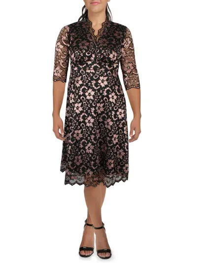 Kiyonna Plus Womens Lace Floral Cocktail And Party Dress In Multi