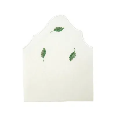 Km Home Collection White Flora Embroidery Linen Napkins Set Of Two