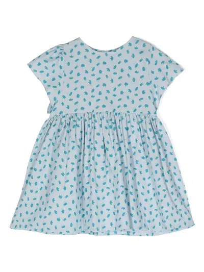 Knot Kids' Crown-print Short-sleeve Dress In Blue