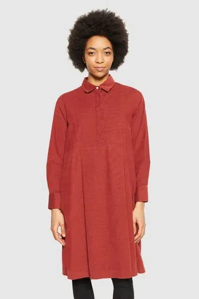 Knowledge Cotton Apparel Fired Brick Baby Corduroy Shirt Dress