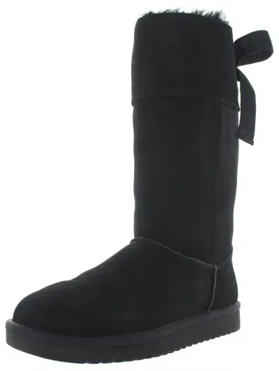 Koolaburra Andrah Tall Womens Suede Tall Winter Boots In Black