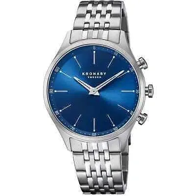 Pre-owned Kronaby S3777/2 Sekel Hybrid Smartwatch In Silver/blue