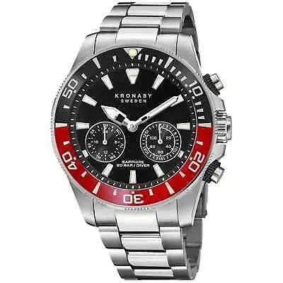 Pre-owned Kronaby S3778/3 Diver Hybrid Smartwatch In Silver/black