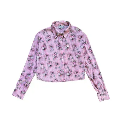 L2r The Label Women's Pink / Purple Crop Shirt In Floral Pink In Pink/purple