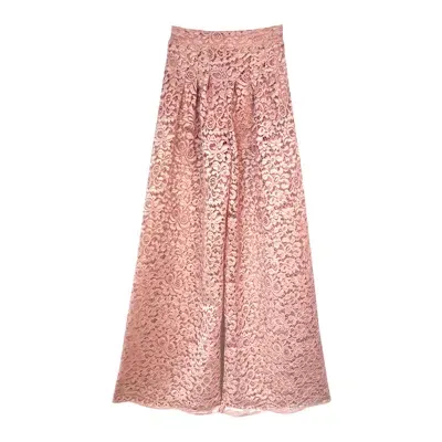 L2r The Label Women's Pink / Purple / Rose Gold Wide-leg Pants - Pink Lace In Pink/purple/rose Gold