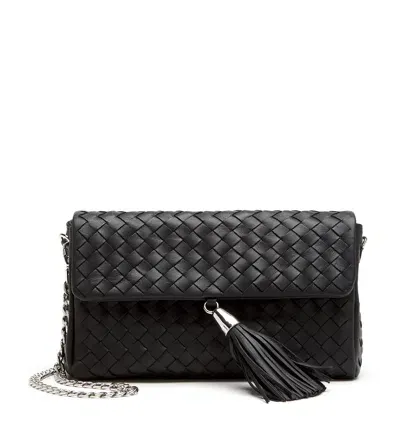 La Canadienne Petal Woven Leather Crossbody Bag In Black