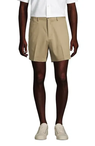 Lands' End Comfort Waist 6" No Iron Chino Shorts In Khaki