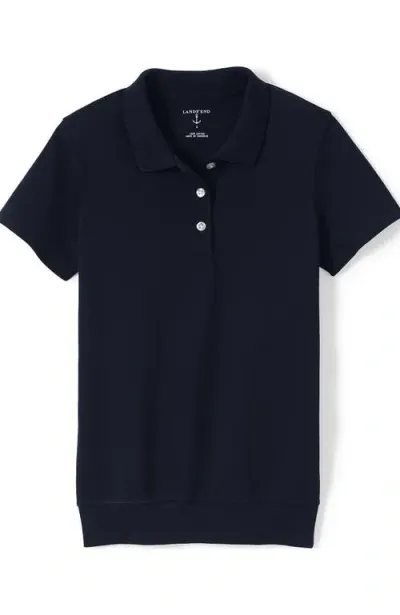 Lands' End School Uniform Big Kids Short Sleeve Banded Bottom Polo Shirt In Classic Navy