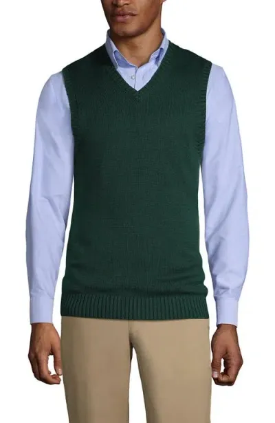 Lands' End School Uniform  Cotton Modal Sweater Vest In Evergreen