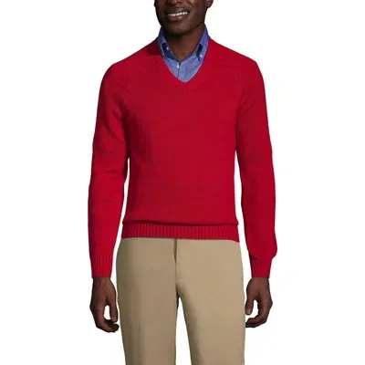 Lands' End School Uniform Young  Cotton Modal V-neck Sweater In Red