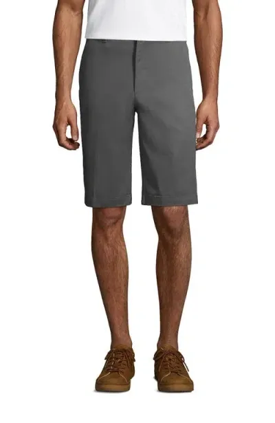 Lands' End School Uniform Young  Plain Front Blend Chino Shorts In Arctic Gray