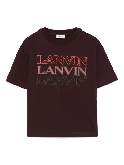 Lanvin Enfant Kids' Raised-logo T-shirt In Brown