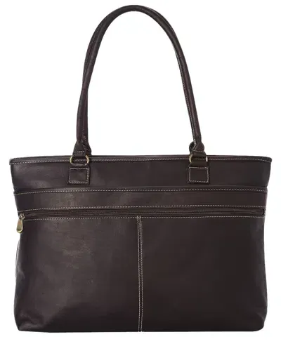 Le Donne Fauna Exec Leather Tote In Brown