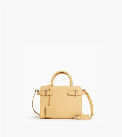 Le Tanneur Emilie Small Handbag In Grained Leather In Yellow