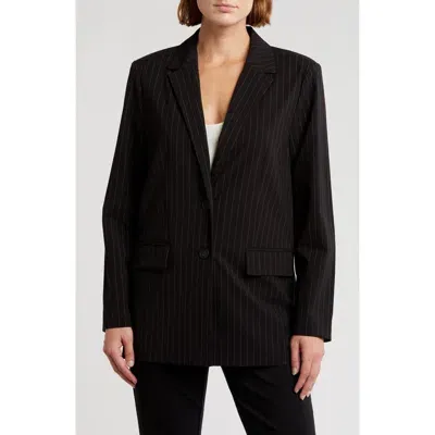 Leith Pinstripe Oversize Blazer In Black Pinstripe