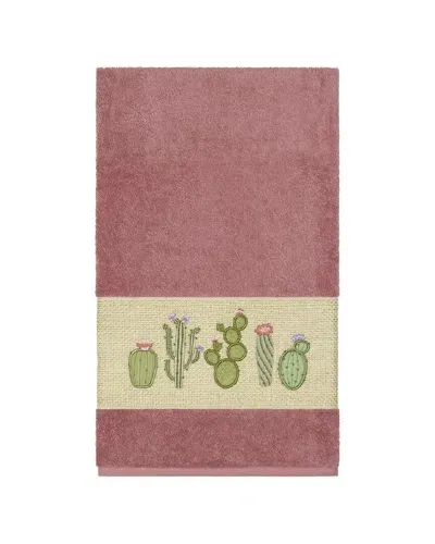 Linum Home Textiles Mila Turkish Cotton Embellished Bath Towel In Burgundy