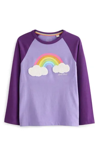 Little Bird Kids' Colorblock Rainbow Cloud Appliqué Cotton T-shirt In Purple