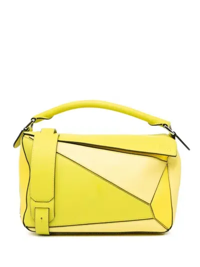 Pre-owned Loewe 2017 Medium Puzzle Bag Satchel In Yellow