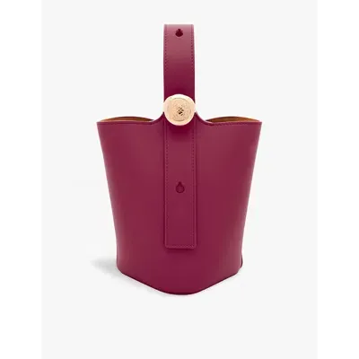 Loewe Womens Crimson Pebble Mini Leather Bucket Bag