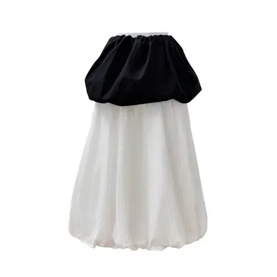 London Atelier Byproduct Women's Black / White Black White Layered Long Balloon Skirt In Black/white