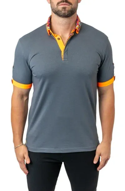 Maceoo Men's Mozart Contrast-trim Polo Shirt In Grey