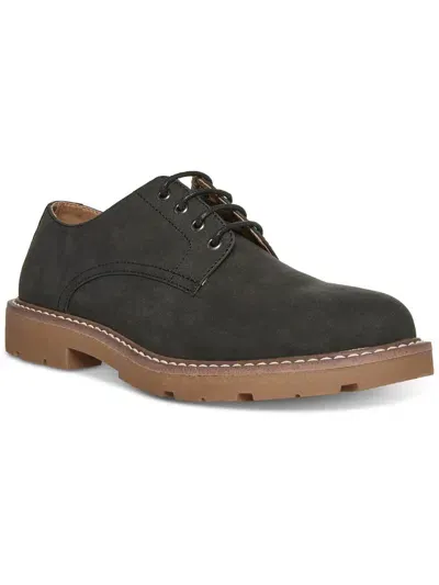 Madden Loxtin Mens Faux Suede Block Heel Oxfords In Black