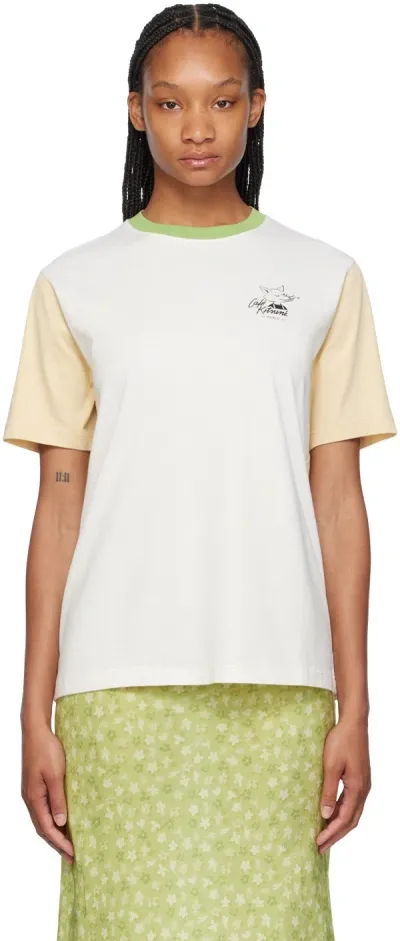 Maison Kitsuné White 'café Kitsuné' T-shirt In M158 Tapioca