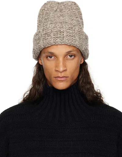 Maison Margiela Beige Wool Beanie In 001f Beige/light Gre