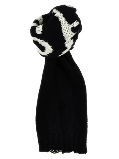 Maison Margiela Black And White Logo Scarf In Blackwhite