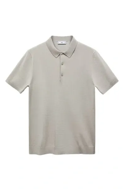 Mango Fine Gauge Polo In Light/pastel Grey