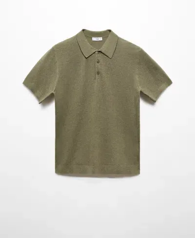 Mango Men's Short-sleeved Knitted Polo Shirt In Forest Green