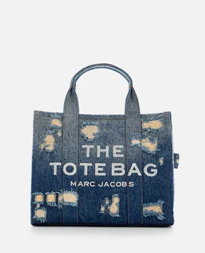 Marc Jacobs Marc Jacob The Rip And Repair Denim Medium Tote Bag In Grey