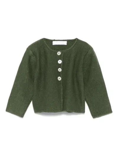 Mariella Ferrari Babies' Crew-neck Cardigan In 绿色