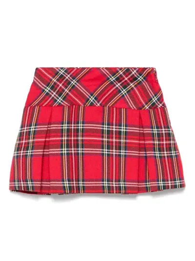 Mariella Ferrari Babies' Tartan-check Skirt In 红色