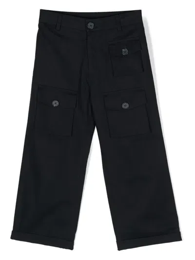 Marni Kids' Cargo Cotton Trousers In Blue