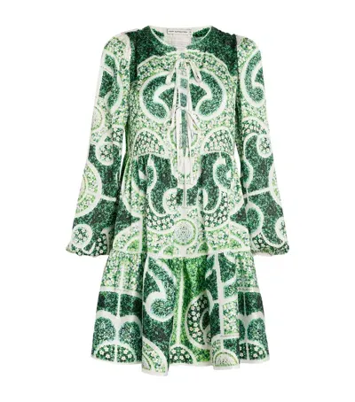 Mary Katrantzou Green Topiary Tiered Midi Dress