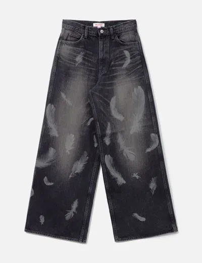 Masu Boys Feather Baggy Jeans In Black