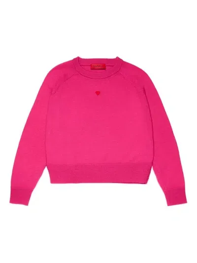 Max&amp;co. Kids' Fuchsia Wool Pullover With Heart In Pink