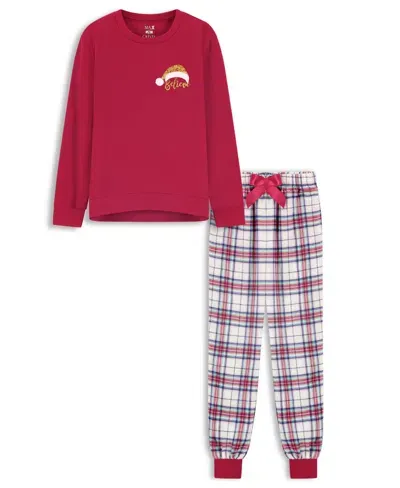 Max & Olivia Kids' Max And Olivia Girls Holiday 2pc Pajama Pant Set In Red