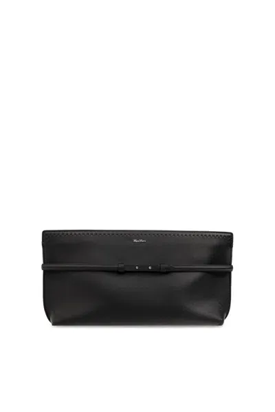 Max Mara Archetipo Belt Detailed Clutch Bag In Black