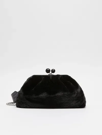 Max Mara Medium Furry Fabric Pasticcino Bag In Black