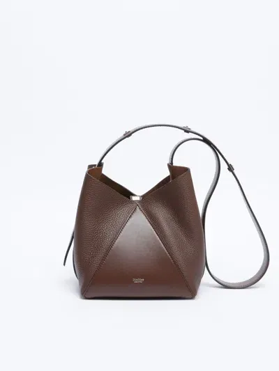 Max Mara Small Mm Leather Bucket Bag In Brown