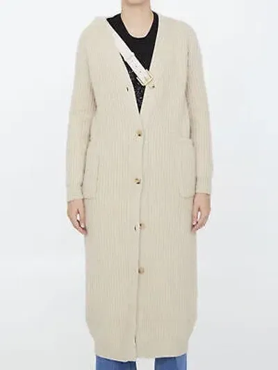 Pre-owned Max Mara Sumatra Long Cardi-coat In Yellow