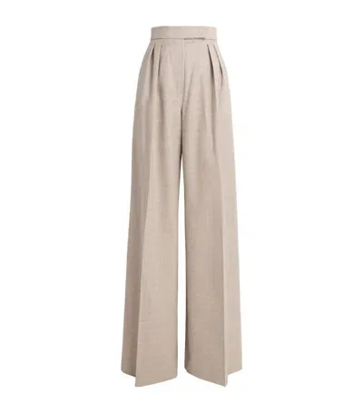 Max Mara Virgin Wool Tailored Trousers In Beige