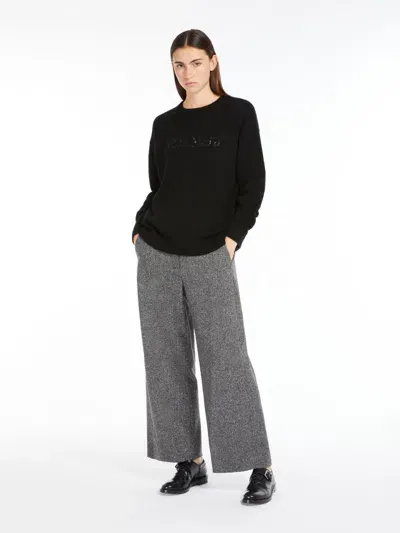 Max Mara Wool Buttoned Jogging Trousers In Black