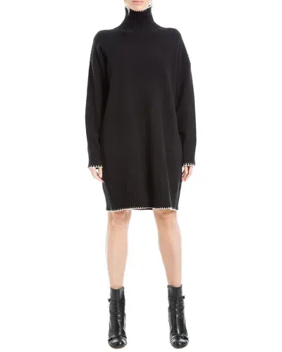 Max Studio Turtleneck Short Dress In Black