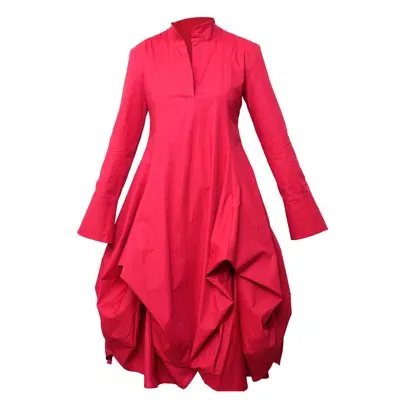 Metamorphoza Women's Asymmetric Shirt Dress In Red