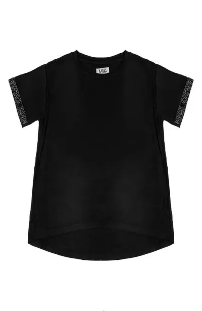 Mia New York Kids' Sparkle Sleeve T-shirt In Black