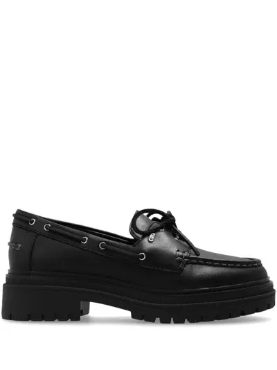 Michael Michael Kors Lace-up Leather Loafers In Schwarz