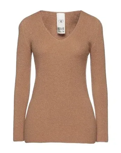 Milva Mi Woman Sweater Camel Size M Merino Wool In Beige